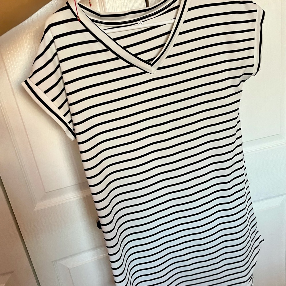 Stripped Loose Fitted Tshirt Dress